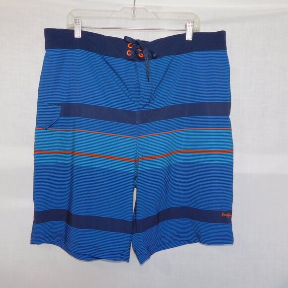 GOTCHA Mens 40 Blue Orange Striped Unlined Board Shorts Swim Trunks UNUSED - Picture 1 of 9